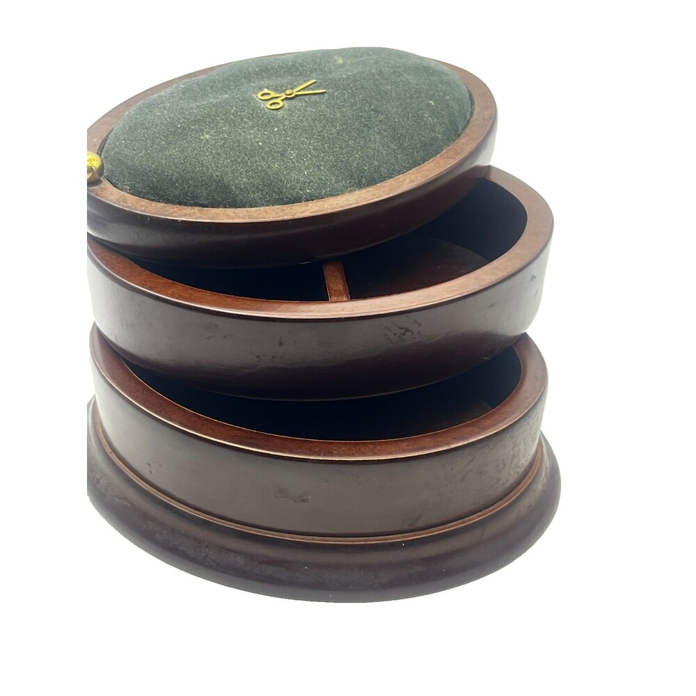 Vintage‎ Bombay Company Wooden Sewing Box, Jewelry Organizer, Pin Cushion Lid